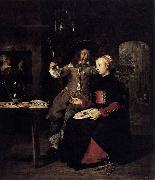 Gabriel Metsu Portrait of the Artist with His Wife Isabella de Wolff in a Tavern oil painting on canvas